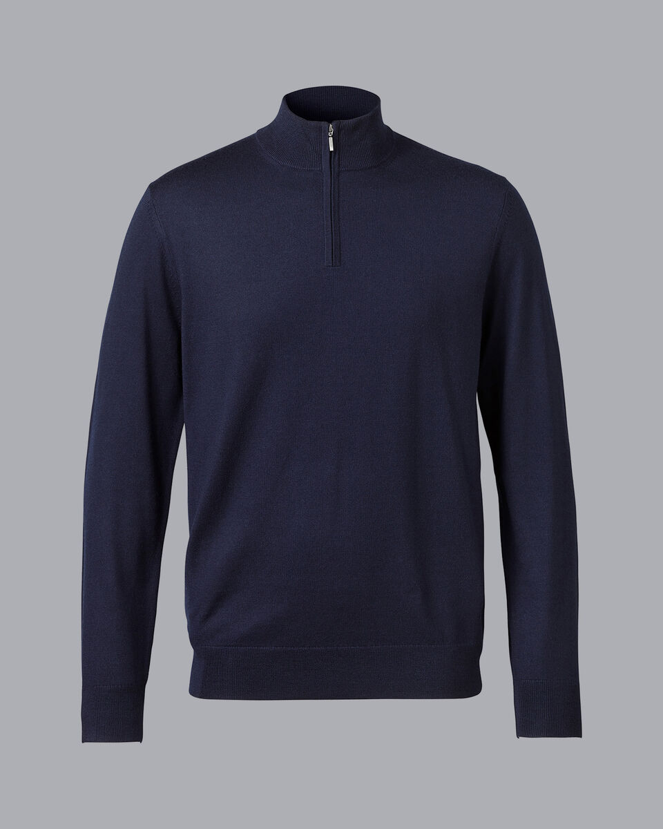 Merino Quarter Zip Sweater - Navy | Charles Tyrwhitt