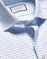 Cutaway Collar Non-Iron Twill Fine Check Shirt - Cornflower Blue