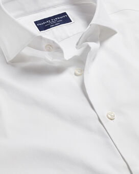 Semi-Spread Collar Non-Iron Stretch Twill Shirt - White