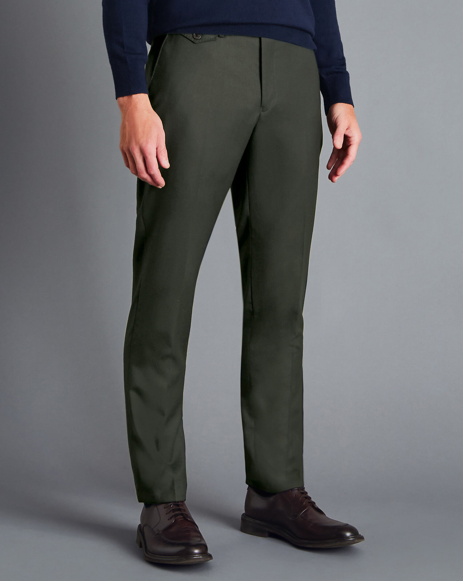 Italian Flannel Pants - Olive Green | Charles Tyrwhitt