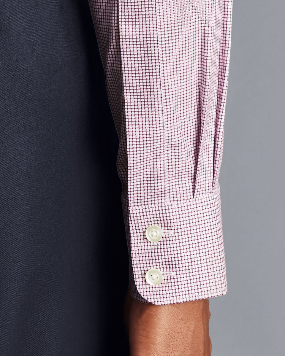 Semi-Spread Collar Egyptian Cotton Twill Small Grid Check Shirt ...