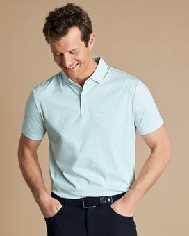 Performance Diamond Print Polo - Aqua Green