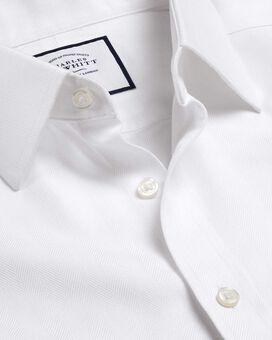 Chemise à chevrons et col classique sans repassage  - Blanc