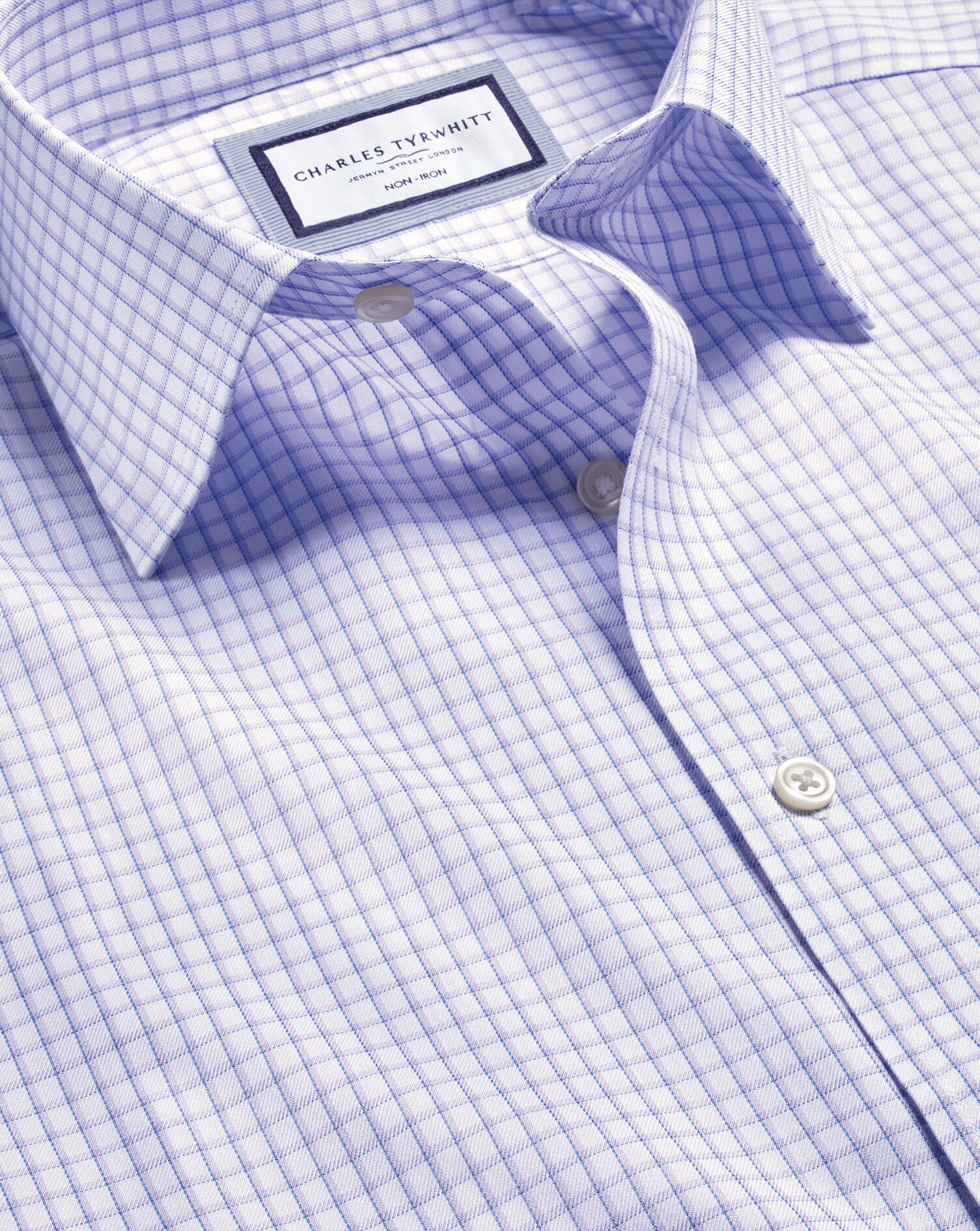 Non-Iron Two Color Check Shirt - Lilac Purple | Charles Tyrwhitt