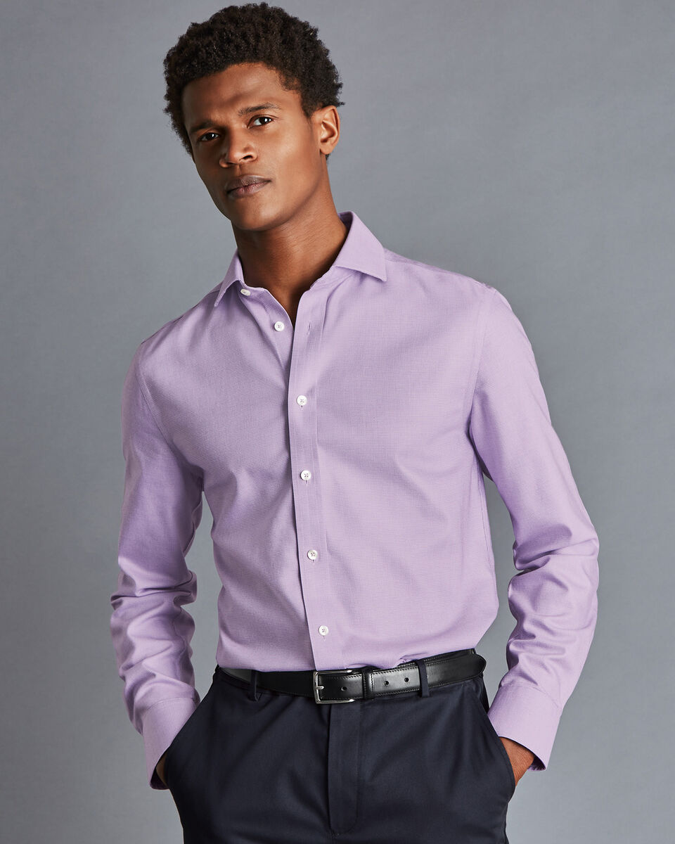 Cutaway Collar Non-Iron Richmond Weave Shirt - Mauve Purple | Charles ...