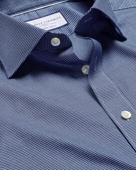 Semi-Spread Collar Egyptian Cotton Puppytooth Shirt - Royal Blue 