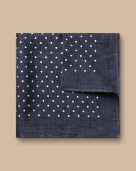 Spot Linen Silk Pocket Square - French Blue