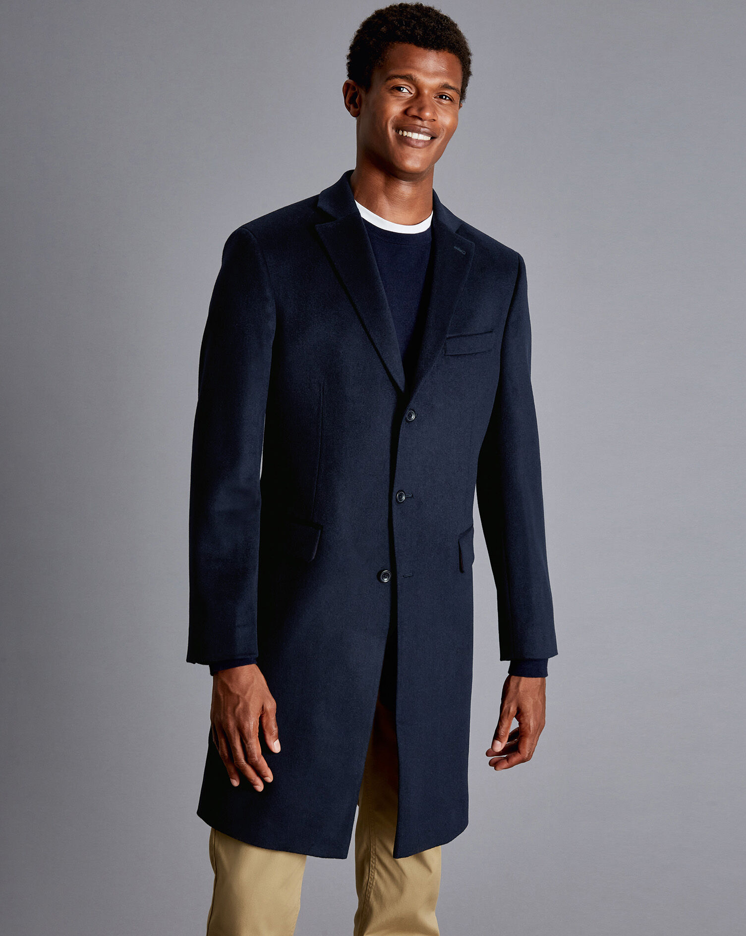 Wool Cashmere OverCashmere Coat - Navy