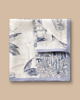 London Landmarks Silk Pocket Square - Ivory