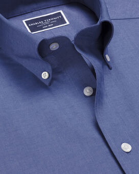 Chemise Oxford Coupe Extensible à Col Boutonné Sans Repassage - Bleu cobalt