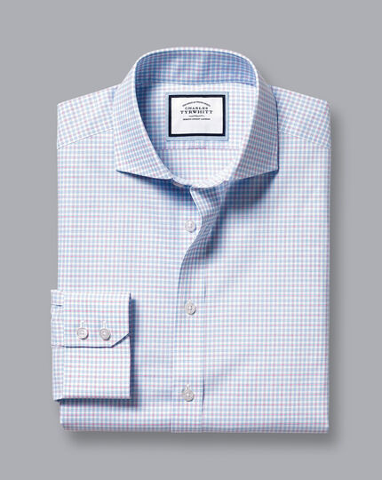 Spread Collar Non-Iron Check Shirt - Bright Pink | Charles Tyrwhitt