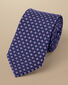 Mini Medallion Print Silk Slim Tie - Royal Blue