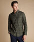 Button-Down Collar Non-Iron Twill Large Grid Check Shirt - Olive Green