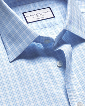 Non-Iron Twill Check Shirt - Sky Blue