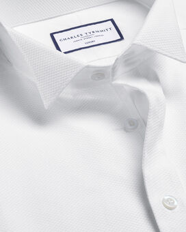 Chemise de soirée en piqué à col cassé et plastron  - Blanc