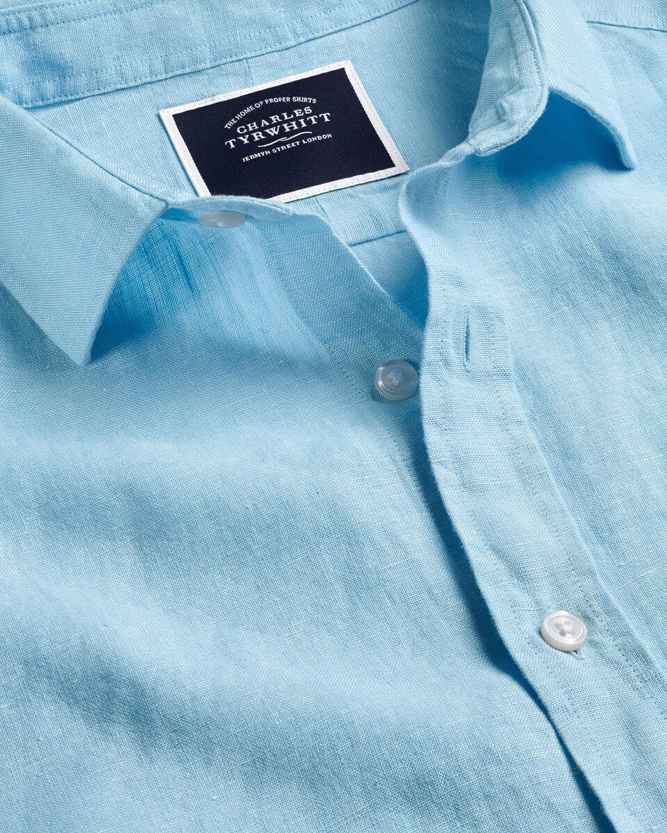 Pure Linen Shirt - Light Blue | Charles Tyrwhitt