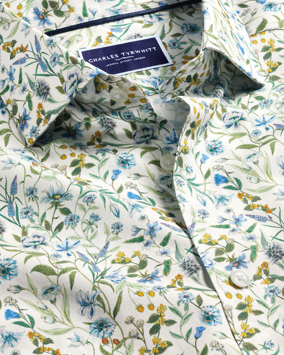 Made with Liberty Fabric Semi-Cutaway Collar Floral Print Shirt - Multi ...