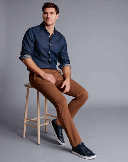 Men's Chino Trousers: Black, Grey & Blue | Charles Tyrwhitt
