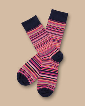 Multi Stripe Socks - Bright Pink