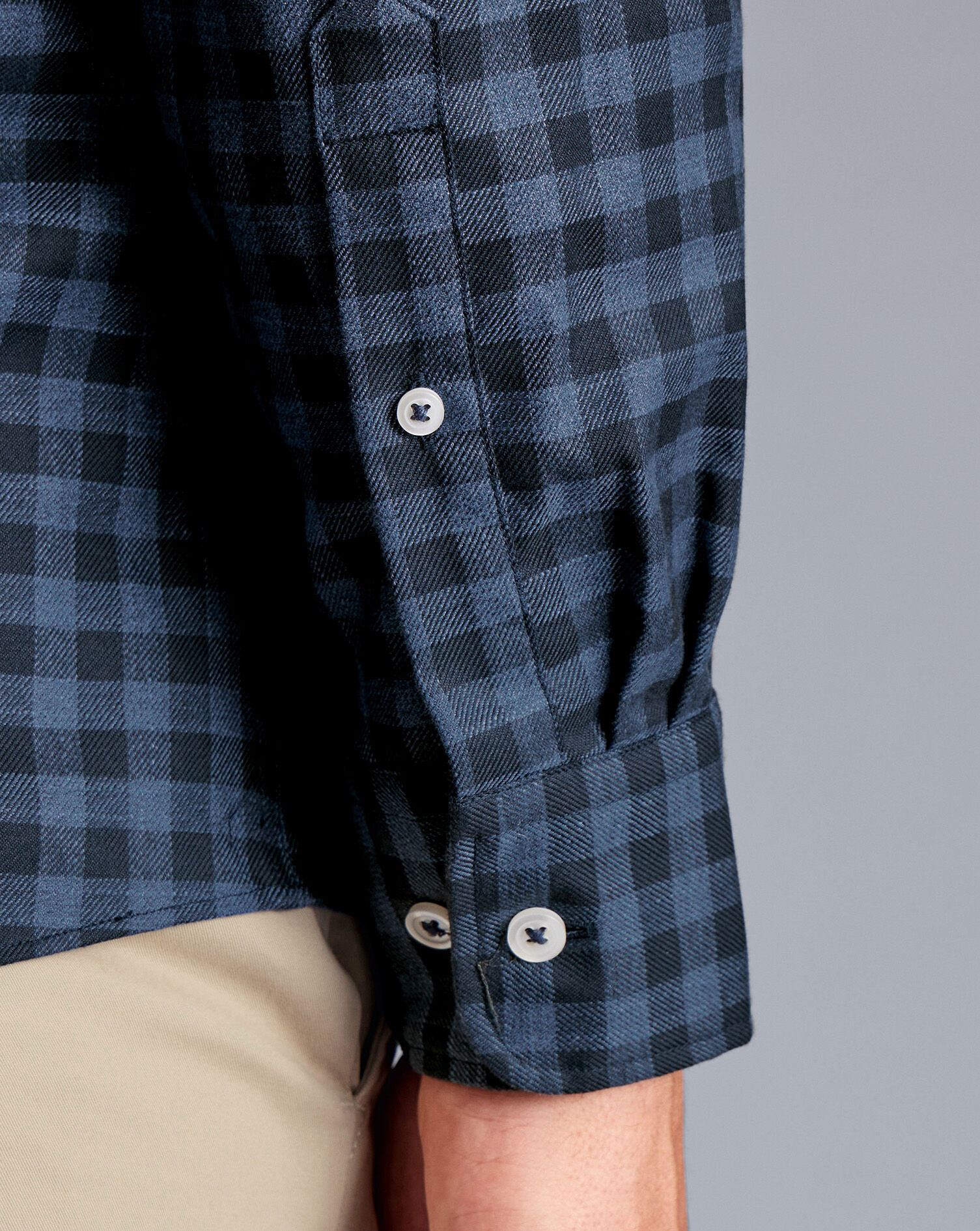 Button-Down Collar Non-Iron Twill Gingham Shirt - Indigo Blue