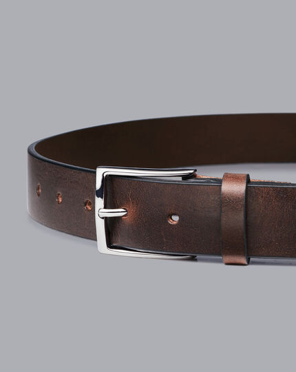 Made in England Leather Chino Belt - Chocolate Brown | Charles Tyrwhitt