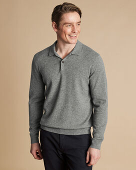 Pull polo en cachemire - Gris