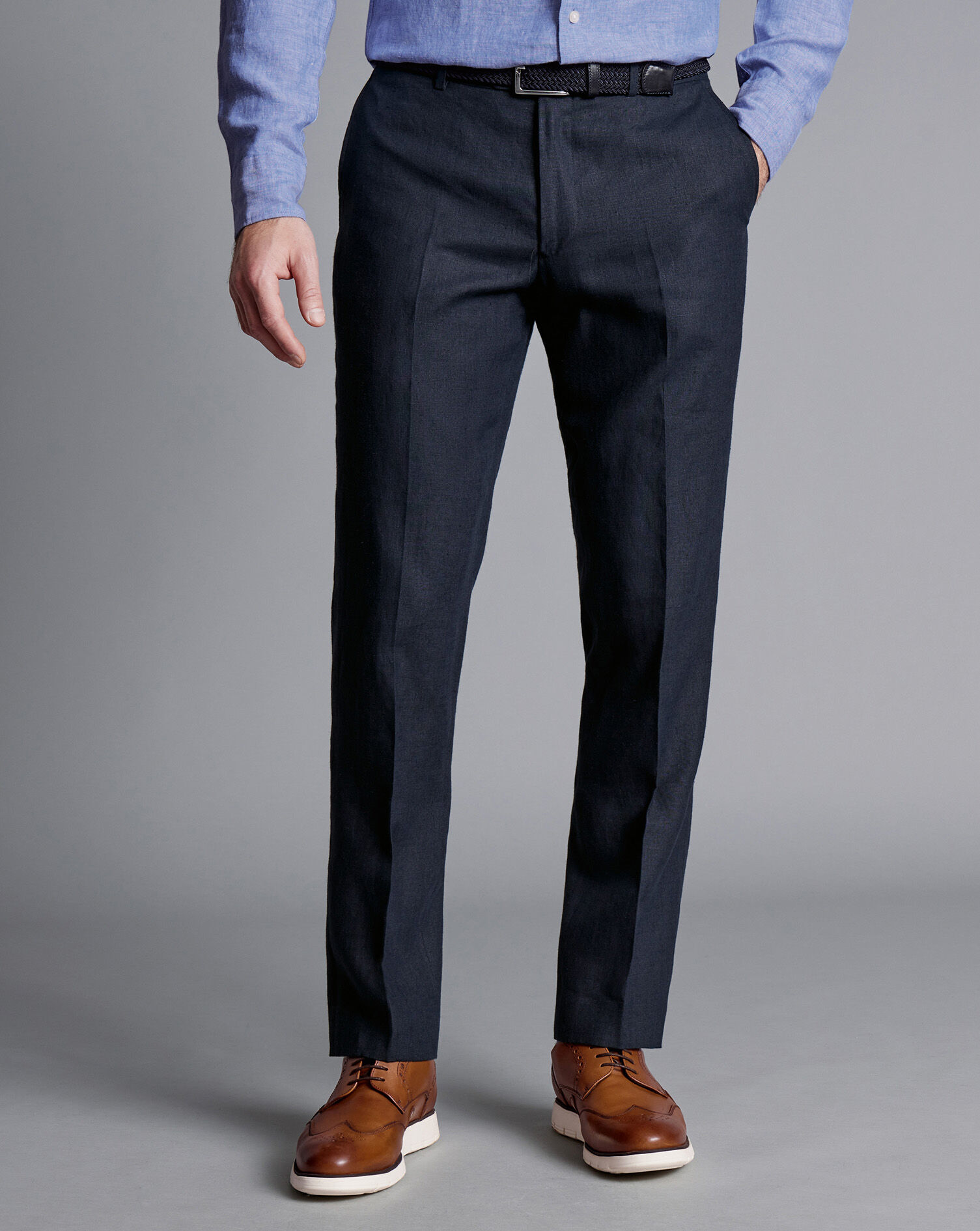 Linen Pants - Dark Navy | Charles Tyrwhitt