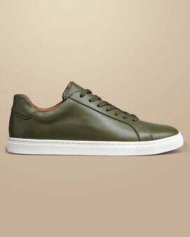 Leather Trainers - Olive Green