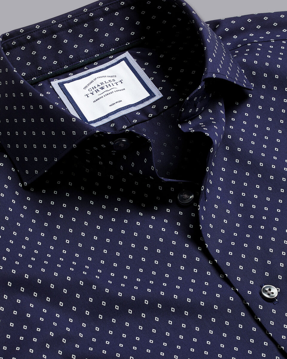 Semi-Cutaway Collar Non-Iron Diamond Blue Tyrwhitt - Shirt | Charles French Print