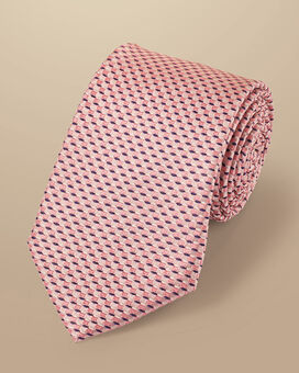 Semi Plain Silk Pattern Tie - Light Pink