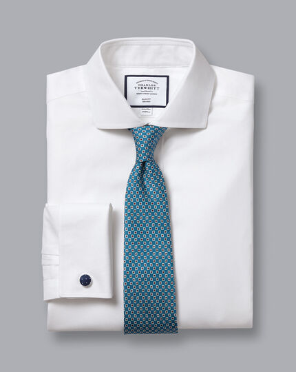 Spread Collar Non-Iron Twill Shirt - White | Charles Tyrwhitt