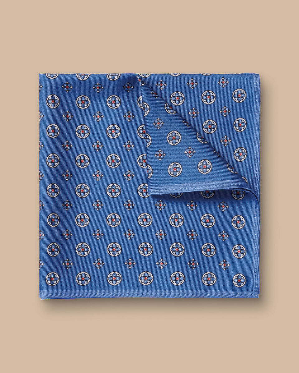 Medallion Silk Pocket Square - Cobalt Blue | Charles Tyrwhitt