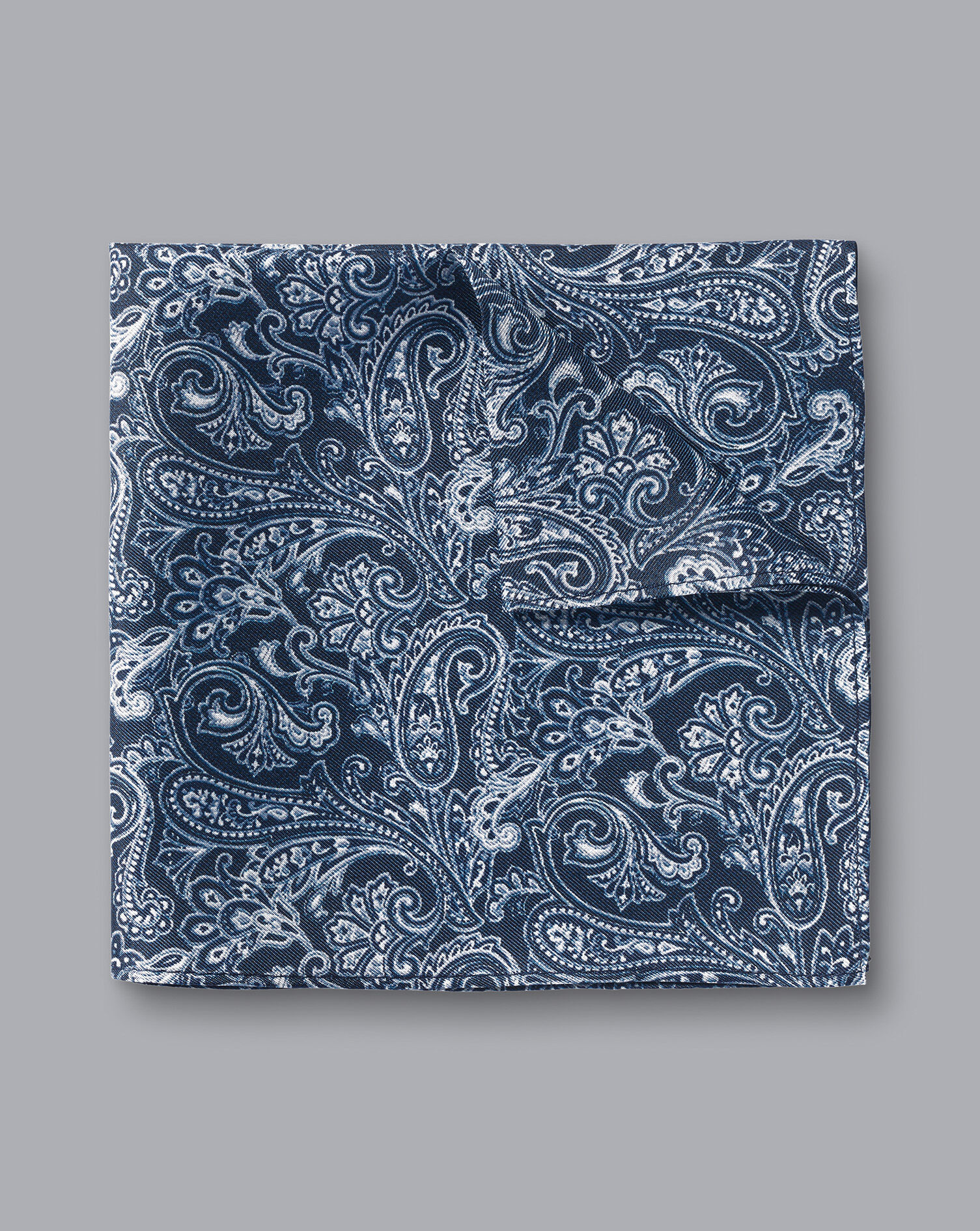 Paisley Print Silk Pocket Square - Indigo Blue | Charles Tyrwhitt