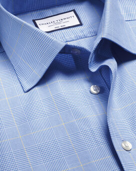 Classic Collar Non-Iron Prince of Wales Check Shirt - Blue & Gold