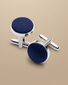 Silk Round Cufflinks - Navy