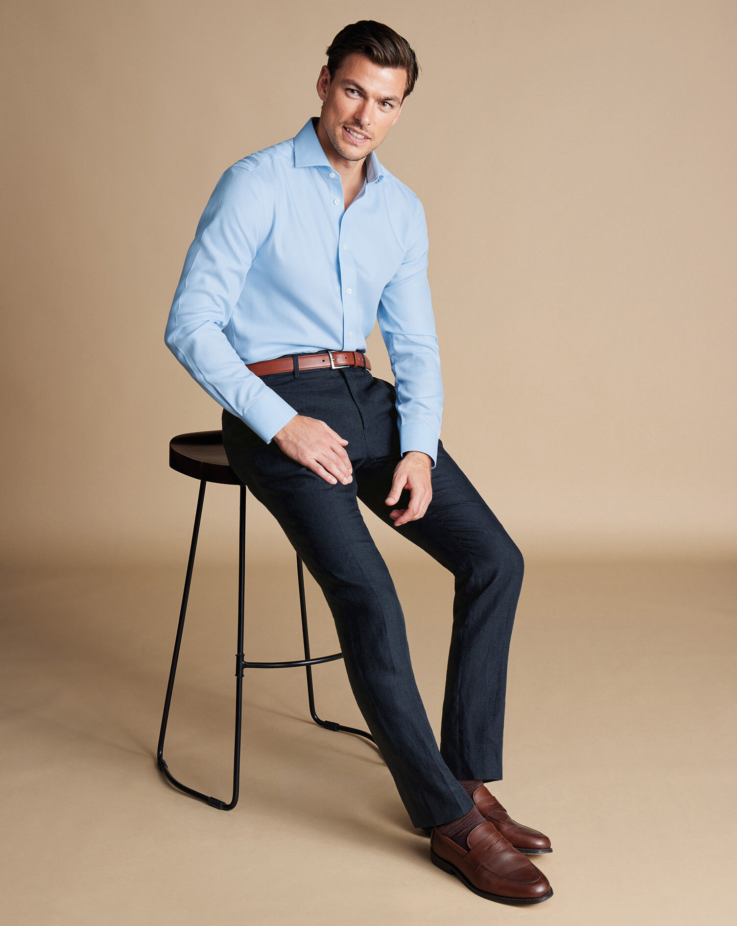 Button-down collar cotton chambray shirt | GutteridgeUS | Men's Button Down