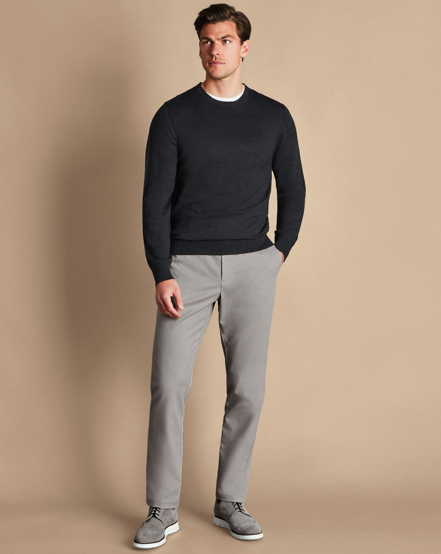 Peter England Perform Grey Slim Fit Trousers