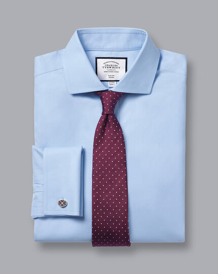 Cutaway Collar Non-Iron Twill Shirt - Sky Blue | Charles Tyrwhitt