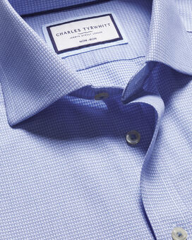 Spread Collar Non-Iron Stretch Kensington Weave Shirt - Cobalt Blue
