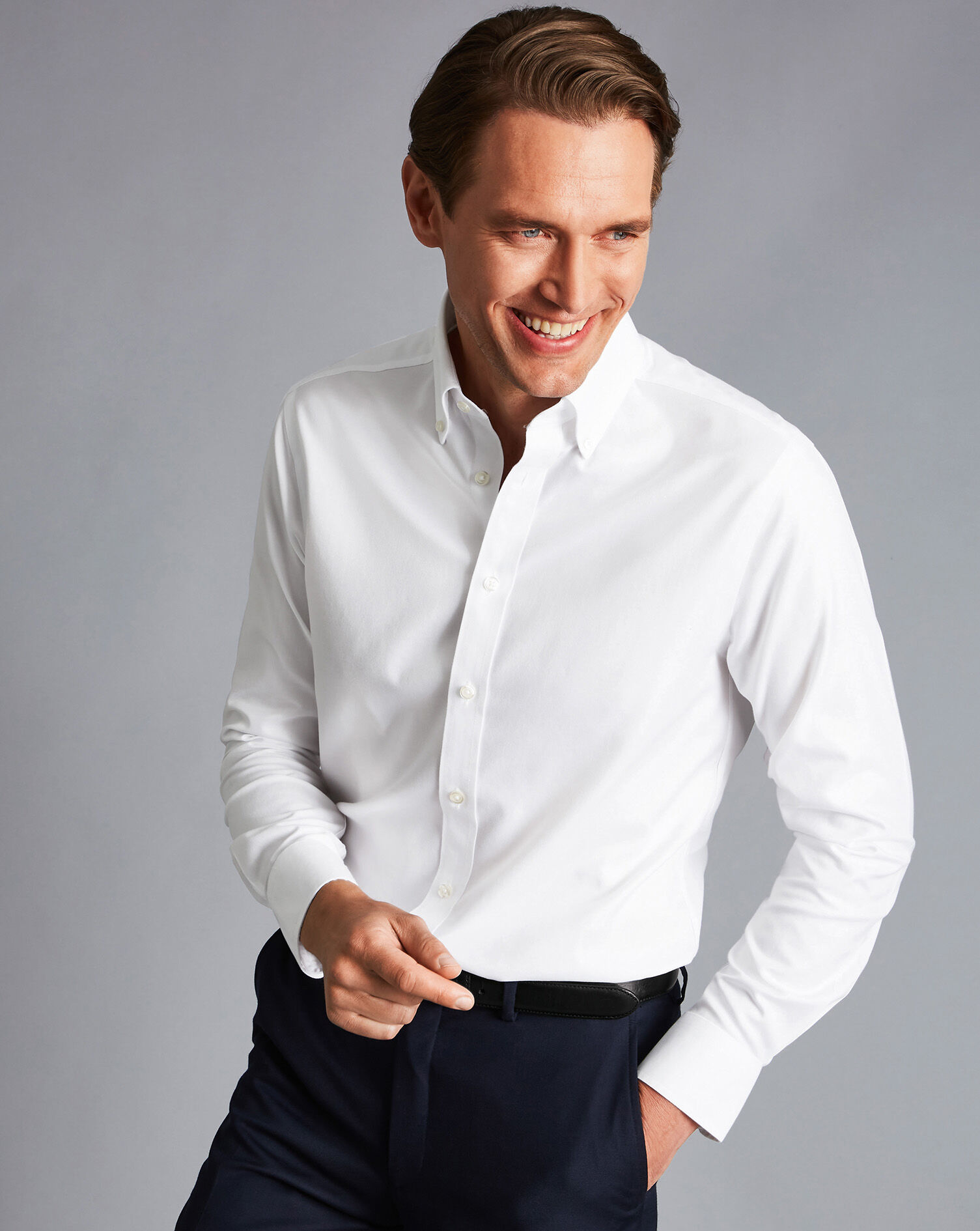 Button-Down Non-Iron Twill Shirt - White | Charles Tyrwhitt