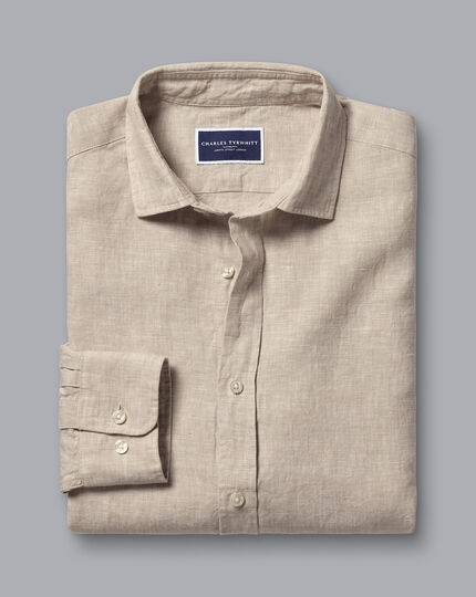 Pure Linen Shirt - Oatmeal | Charles Tyrwhitt