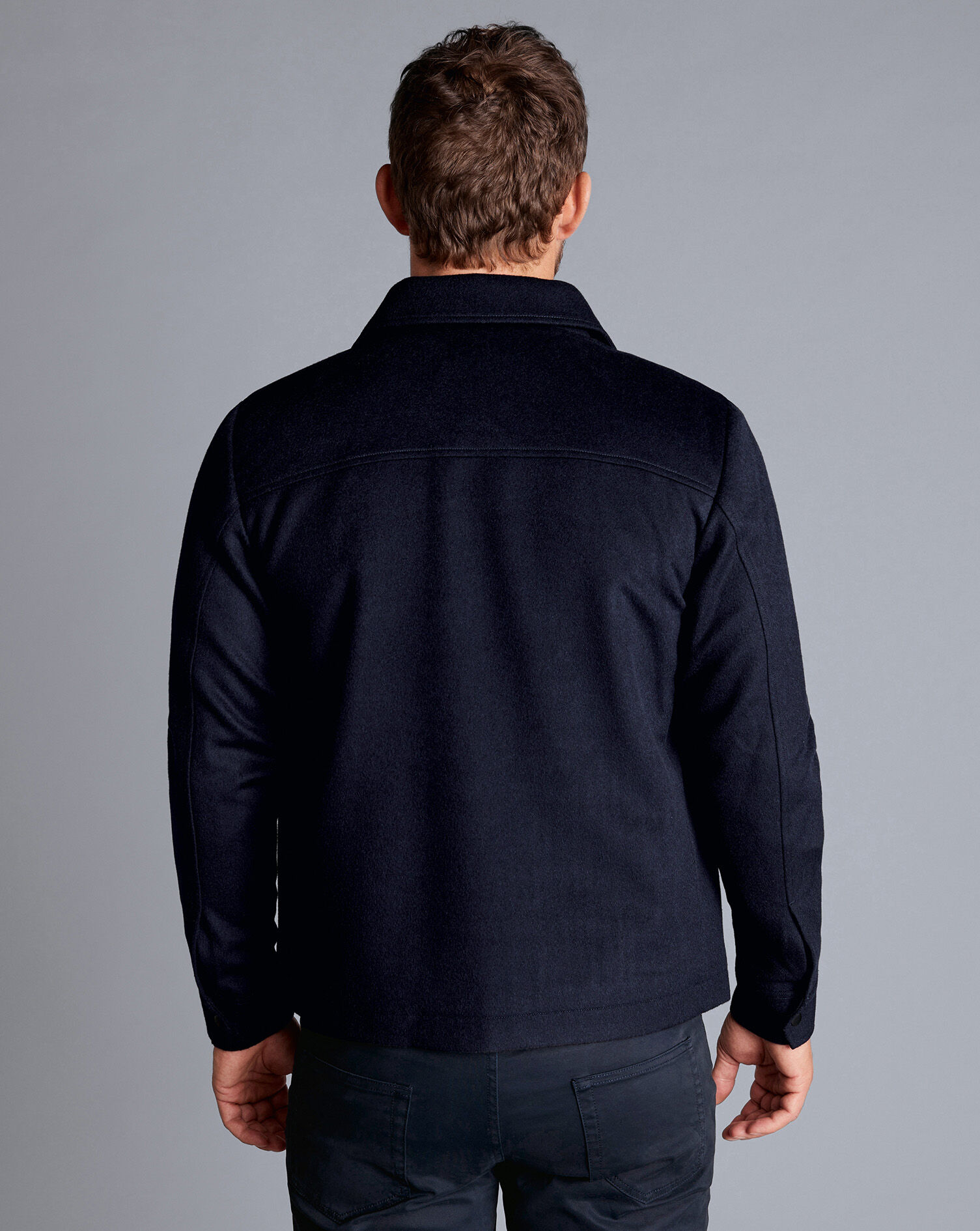 Wool Harrington Jacket - Navy | Charles Tyrwhitt