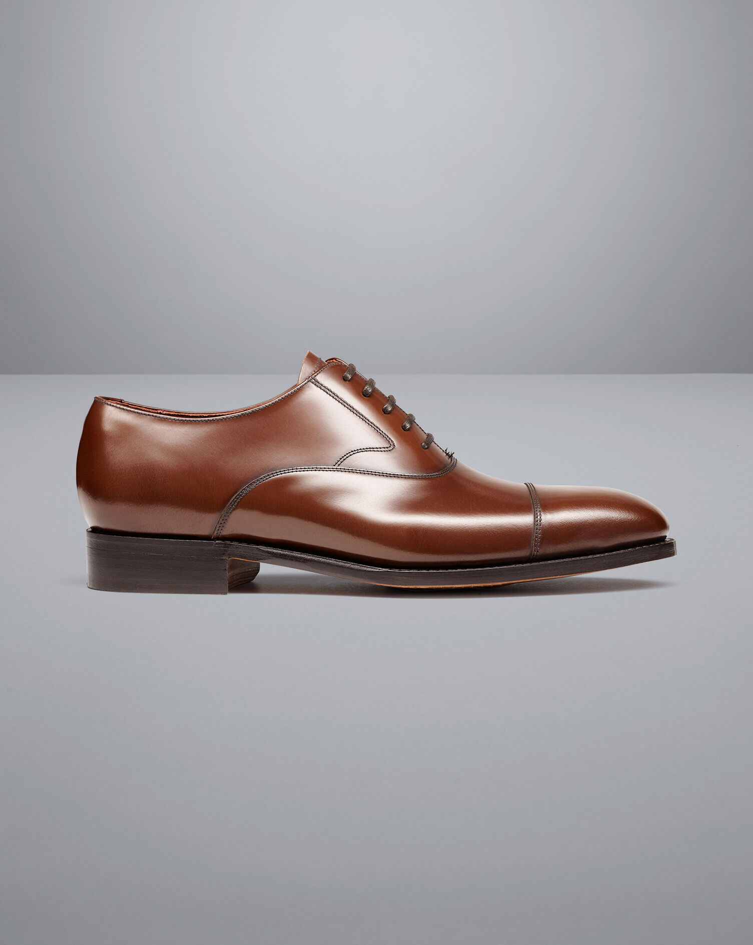 Leather Oxford Brogue Shoes Dark Tan Charles Tyrwhitt