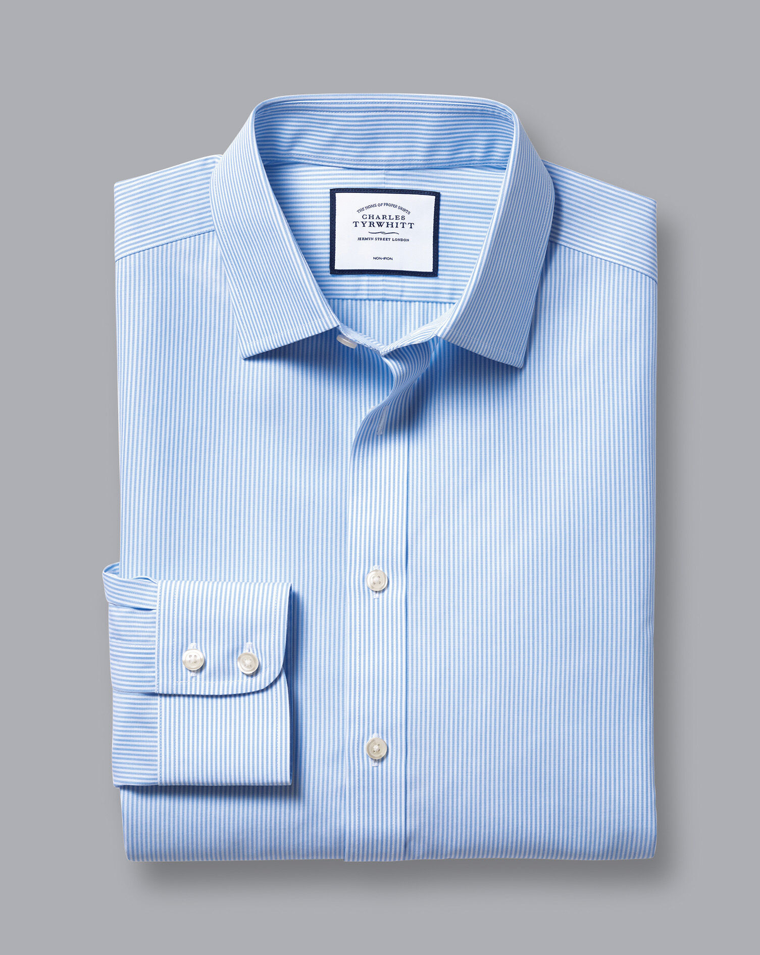 Non-Iron Bengal Stripe Shirt - Sky Blue | Charles Tyrwhitt
