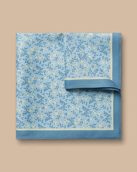 Pochette de costume en soie florale - Bleu clair