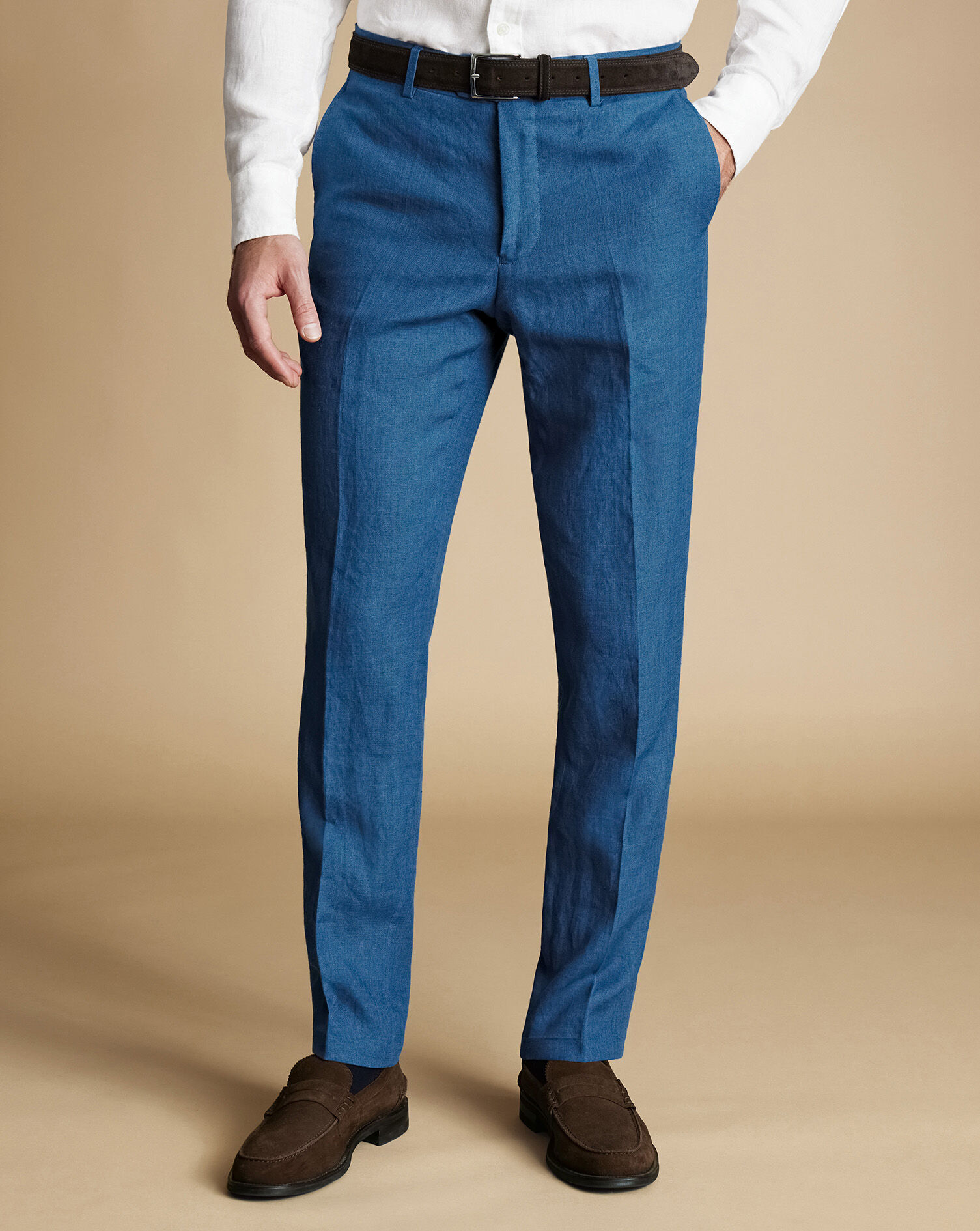 Charles Tyrwhitt Men's Smart Stretch Trousers In Grey | ModeSens