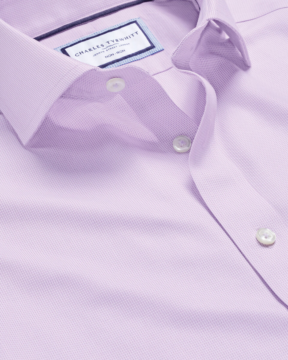 Tyrwhitt Weave | Shirt Collar Spread Non-Iron Purple Lilac Charles - Clifton