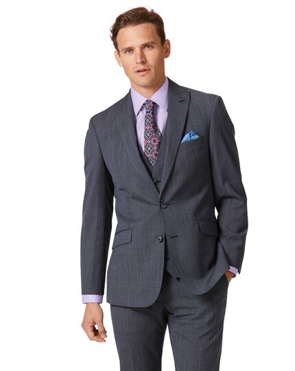 Airforce blue check slim fit twist business suit jacket | Charles Tyrwhitt