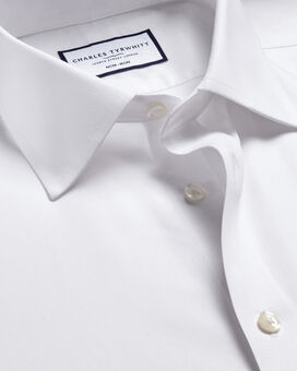 Chemise en popeline à col classique sans repassage  - Blanc