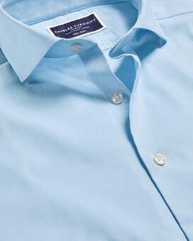 Semi-Spread Collar Non-Iron Stretch Twill Shirt - Sky Blue